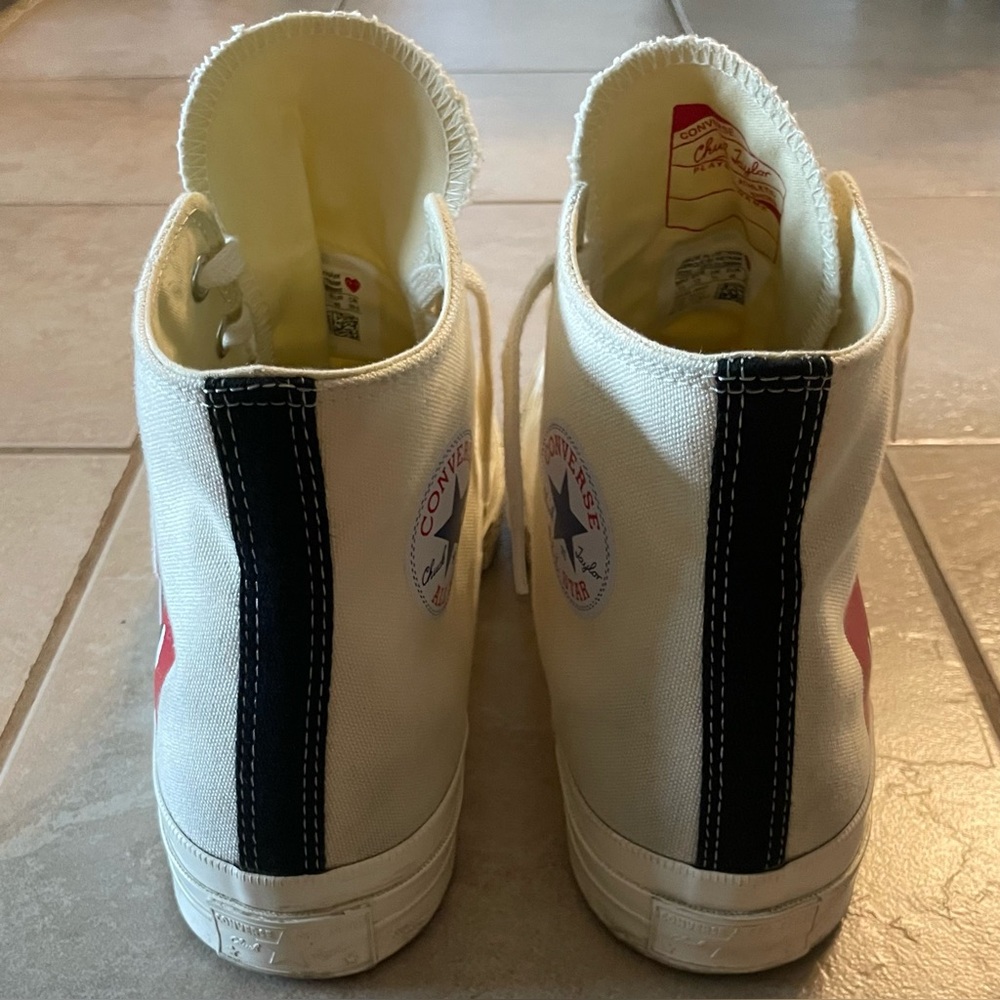 💲OLD - CDG Cream authentic retro high Converse top canvas sneakers - SIZE 11 - Picture 4 of 13
